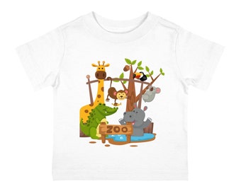 T-shirt en coton pour bébé | animaux | girafe | singe | toucans | hippopotame | crocodile | koala | jungle | nature | enfants | amusant