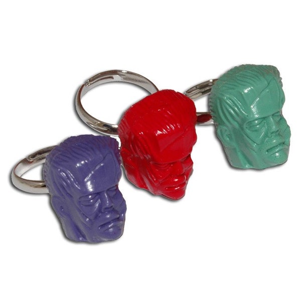 Frank N Stein Monster Adjustable Ring Your Color Choice - Frankenstein Head - Rockabilly Punk Psychobilly Halloween Horror