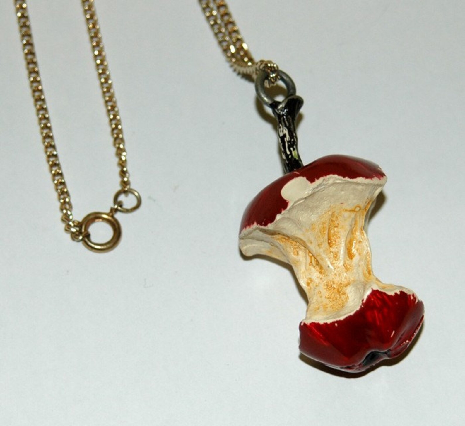 Vintage Bitten Apple Core Necklace Pendant Etsy
