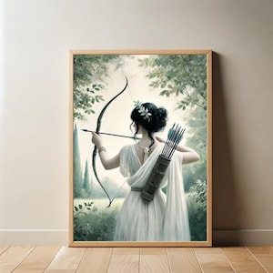 Artemis Painting Poster | Greek Goddess of Hunting | Art Nouveau Style | Divine Wall Art | Home Decor | Greek Mythology | Feminine Energy