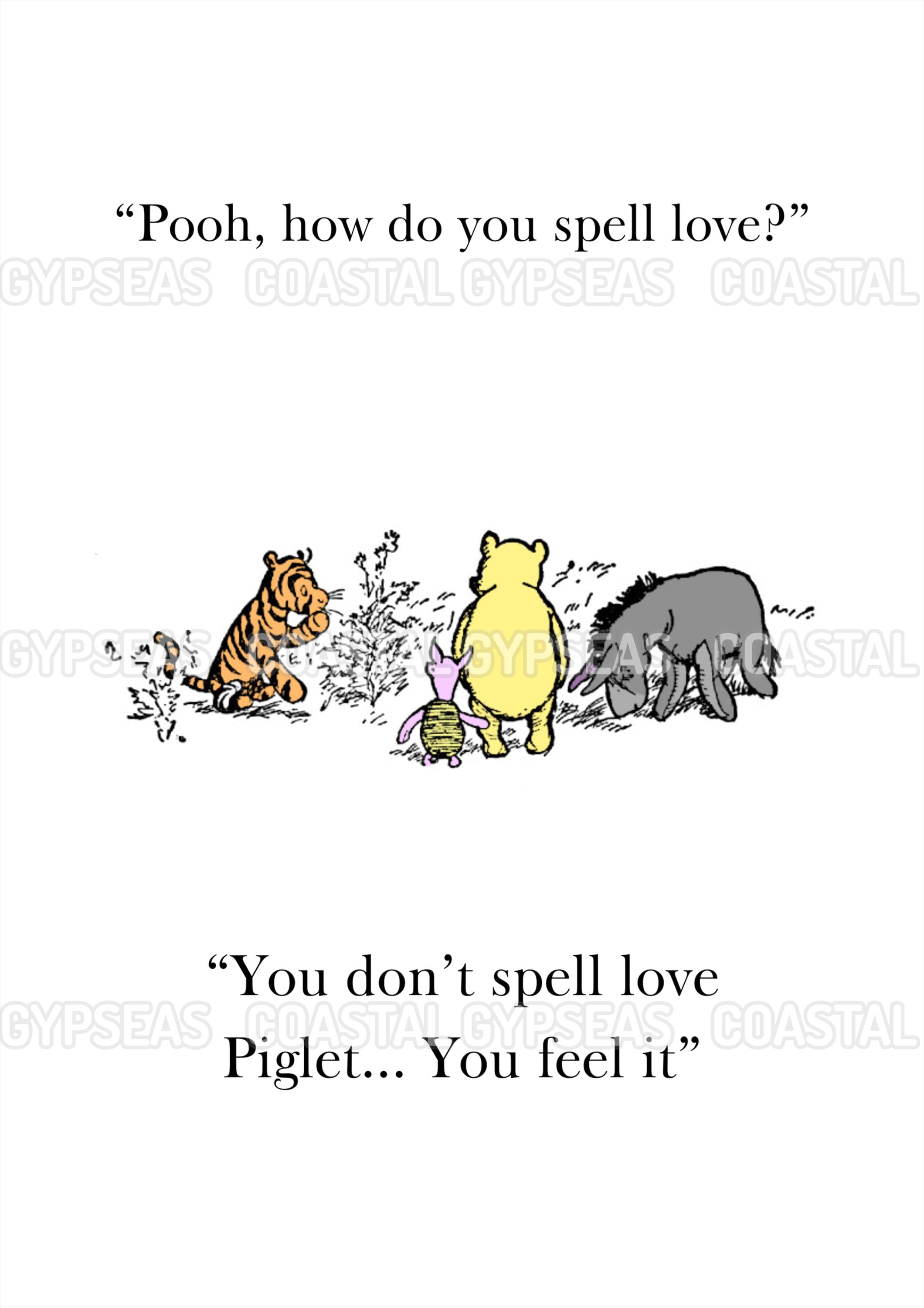 Winnie-the-pooh How Do You Spell Love Sympathy Card With Envelope
