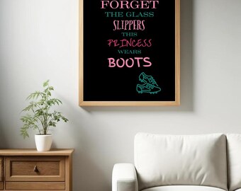 Cartello In Metallo 20x30 Cm - Forget Glass Slippers This Princess Wears Fire Boots - Regalo Per Vigilesse