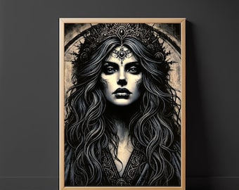 Hecate Painting Poster | Greek Goddess of Magic | Art Nouveau Style | Divine Wall Art | Home Decor | Greek Mythology | Feminine Energy