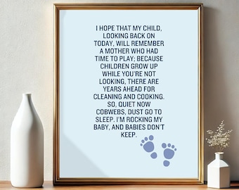 Babies Don't Keep Poem Poster | Minimalist Wall Art | Baby Shower Gift | New Mom Present | Nursery Wall Hanging | Nursery Shelves Decor