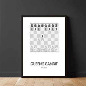 Queen&#39;s Gambit Chess Opening Poster | Digital Download | Chess | Chess Lovers | Chess Poster