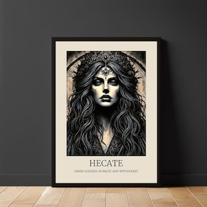 Hecate Painting Poster | Greek Goddess of Magic | Art Nouveau Style | Divine Wall Art | Home Decor | Greek Mythology | Feminine Energy