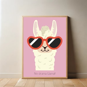 No Drama Llama Wall Art Print | Trendy Poster | Pink Poster | Bedroom | Lounge | Hallway | Digital Download