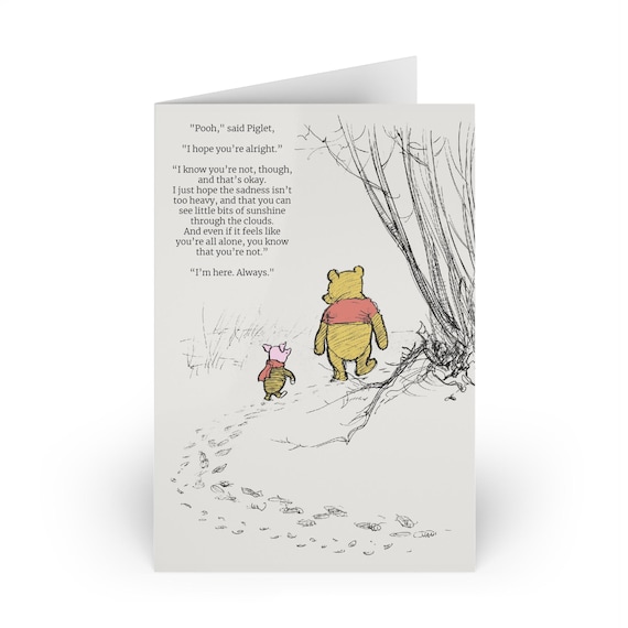 Winnie-the-pooh I Hope You're Ok Sympathy Card With Envelope