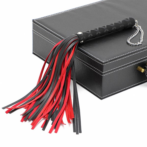 Leather Whip, Falls Leather Flogger, Handle Whip, Black Faux Leather Flogger Whip, BDSM Couples Sex Toy