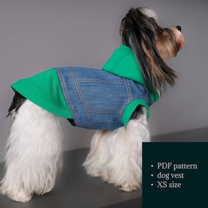 Denim Vest Pattern for Small Dogs (XS Size) - Step-by-Step DIY Sewing Tutorial for Jackets & Coats