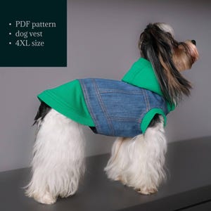 Handmade Dog Denim Vest Sewing Pattern (4XL Size) - DIY Pet Jacket & Coat Step-by-Step Tutorial