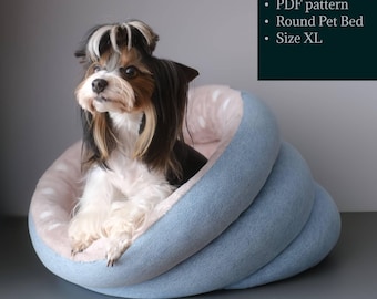 XL Round Dog & Cat Bed DIY Pattern - Step-by-Step PDF Guide for a Cozy Pet Bed