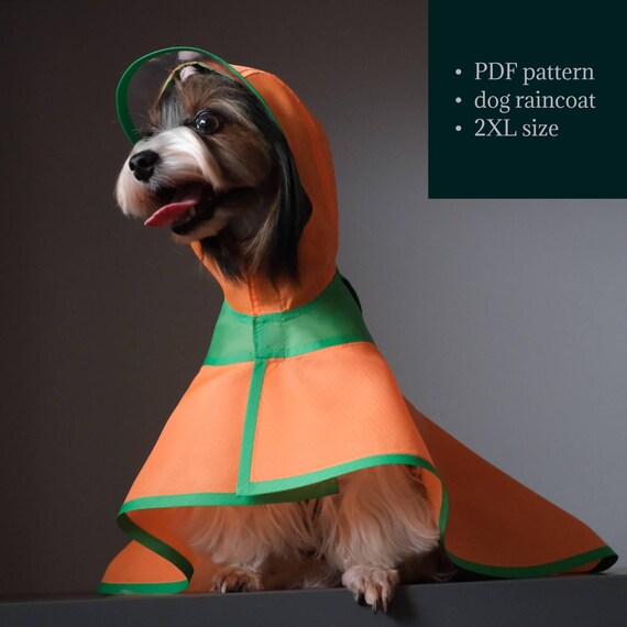 2XL Hunde-Regenmantel mit Kapuze, Schnittmuster Wasserdichtes