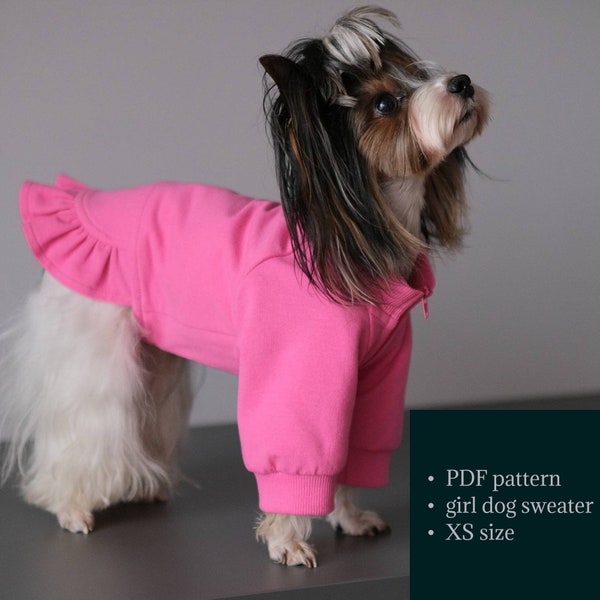 Cute Girl Dog Sweater Pattern - XS Sizes PDF, Easy DIY Tutorial, Pet Jumper & Jacket