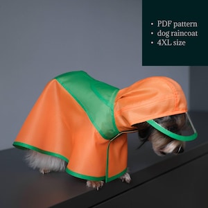 Sewing Pattern for Dog Raincoat (Size 4XL): Waterproof Hooded Dog Cape DIY Tutorial
