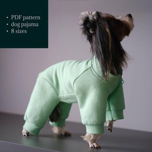 Molde em PDF para pijama de cachorro pequeno (todos os tamanhos): Tutorial de costura faça você mesmo para macacão de cachorro