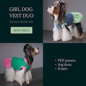 Denim & Fleece Dog Dress Pattern (XS–4XL): PDF Sewing Tutorial for Girl Dog Vest
