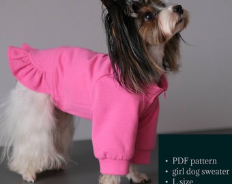 Cute Girl Dog Sweater Pattern - L Sizes PDF, Easy DIY Tutorial, Pet Jumper & Jacket