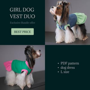 Pack de patrones de vestidos para perros talla L, tutorial fácil: Chaleco vaquero y polar para perrita