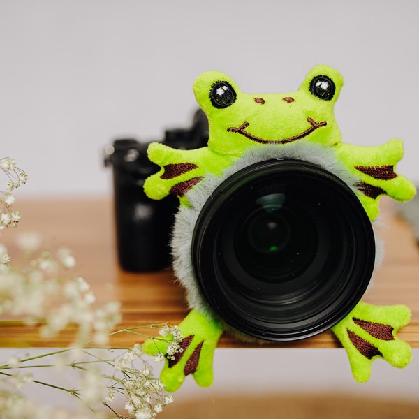 Copain d'appareil photo, copain d'objectif, accessoire photo, objectif d'appareil photo, animaux photo, animaux de caméra, grenouille