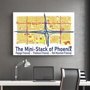 Mini-pile de phoenix en métal : plan de la ville, illustration de la carte, impression d'art, art contemporain, art urbain, art de l'autoroute | Déco loft, déco de bureau