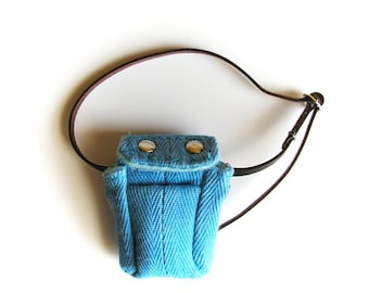Mini Cyan Satchel with leather strap
