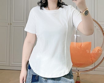 Round Neck T-Shirt, Cotton T-Shirt, Women's T-Shirt, Minimalist T-Shirt, Short-Sleeved T-Shirt