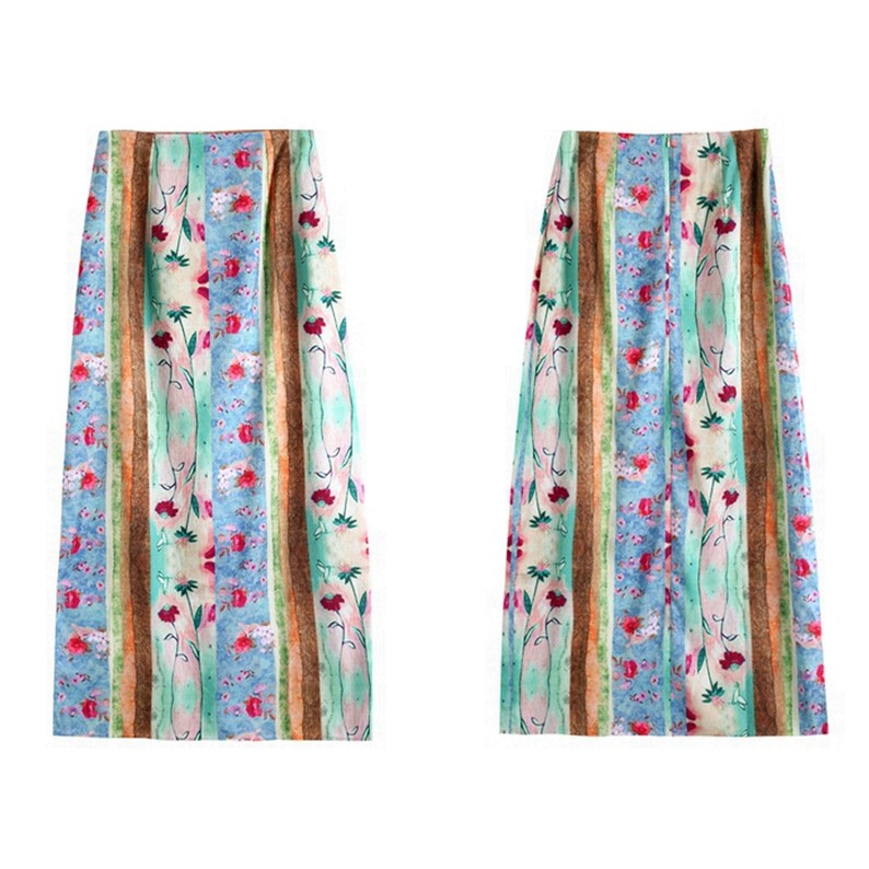 Vintage Maxi Skirt, Floral Skirt, Oil Painting Style Skirt image 5