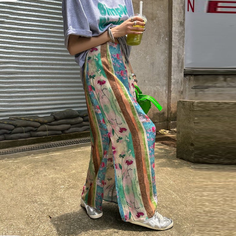 Vintage Maxi Skirt, Floral Skirt, Oil Painting Style Skirt image 2