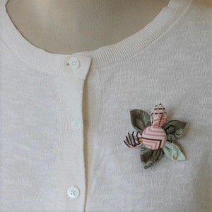 Fabric Flower Brooch, Flower Pin - Handmade Fabric Flower
