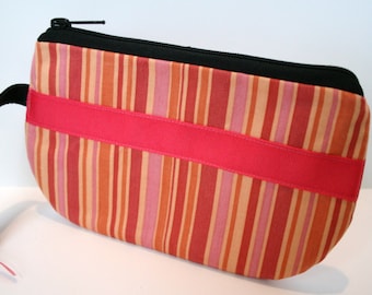 Pfirsich gestreifte Stoff Armband, IPhone Armband, SmartPhone Armband, Reißverschluss Armband