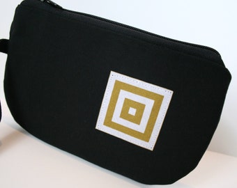 Black Fabric Wristlet, IPhone Wristlet, SmartPhone Wristlet, Zippered Wristlet