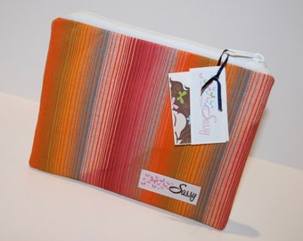 Vibrant Striped Fabric Cosmetic Bag, Medium Size Make up Bag, Fabric Makeup Travel Bag