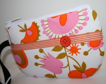 Pulsera de tela floral retro blanca, pulsera para iPhone, pulsera para teléfono inteligente, muñeca con cremallera