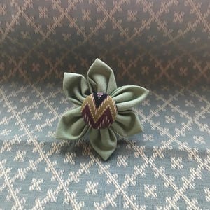 Pale Green Fabric Brooch, Flower Pin - Handmade Fabric Flower