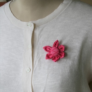 Pink and Brown Themed Fabric Flower Brooch, Flower Pin - Handmade Fabric Flower