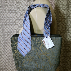 SALE Vintage Tie Collection Bag, Handmade Fabric Handbag, Fabric Handmade Purse