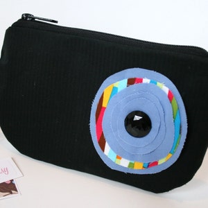 Black Fabric Wristlet, IPhone Wristlet, SmartPhone Wristlet, Zippered Wristlet