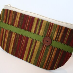 Dark Brown Striped Fabric Wristlet, IPhone Wristlet, SmartPhone Wristlet, Zippered Wristlet