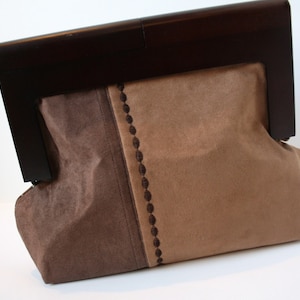 Brown Faux Suede Fabric Clutch Bag, Unique Clutch Purse, Handmade Clutch Bag, Girls Night Out Bag - Stella Clutch