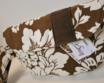 Brown Floral Fabric Wristlet, Fabric Wristlet, IPhone Wristlet, Zippered Wristlet, Cell Phone Wristlet, Emma Bag