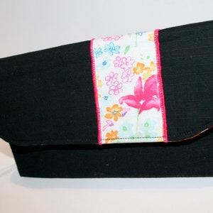 Black Fabric Wristlet Purse, Wristlet Clutch Bag, Handmade Fabric Wristlet, iPhone Wristlet, Catey Bag