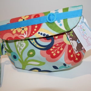 Bright Blue Floral Fabric Wristlet, Fabric Wristlet, IPhone Wristlet, Zippered Wristlet, Cell Phone Wristlet, Emma Bag