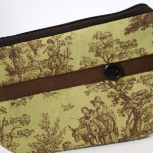 Toile Fabric Wristlet, SmartPhone Wristlet, Zippered Wristlet, IPhone Wristlet