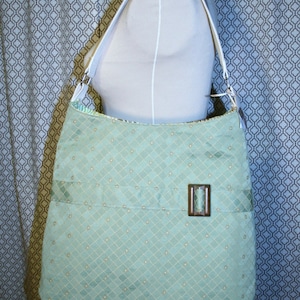 SALE Pale Green Fabric Tote Bag, Commuter Bag, Fabric Work Tote Bag - Chelsea Bag