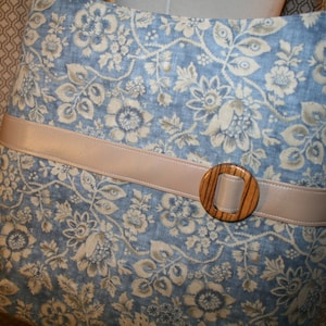 SALE Blue and Tan Floral Fabric Tote Bag, Commuter Bag, Fabric Work Tote Bag - Chelsea Bag