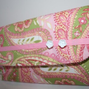 Pink Paisley Fabric Wristlet Purse, Wristlet Clutch Bag, Handmade Fabric Wristlet, iPhone Wristlet, Catey Bag