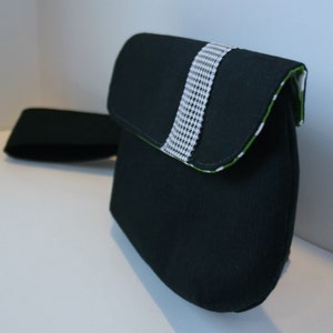 Black Striped Fabric Wristlet, Fabric Wristlet, IPhone Wristlet, Zippered Wristlet, Cell Phone Wristlet, Emma Bag