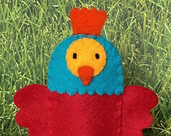 Rooster Chicken Finger Puppet - Select a Color - Felt Rooster Finger Puppet - Farm Animal Finger Puppet - Felt Animal Puppet