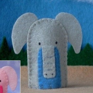 Elephant Finger Puppet - Grey or Pink - Elephant Puppet - Felt Animal Finger Puppet - Felt Puppet Elephant Pachyderm
